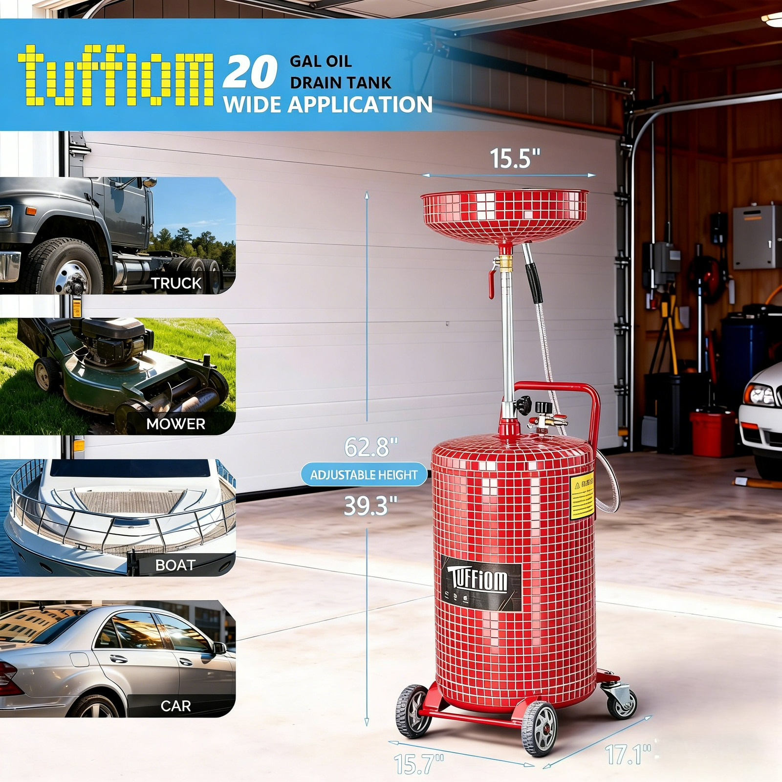 20 Gal Portable Auto Lift Wast - Oil Drain Tank review and price