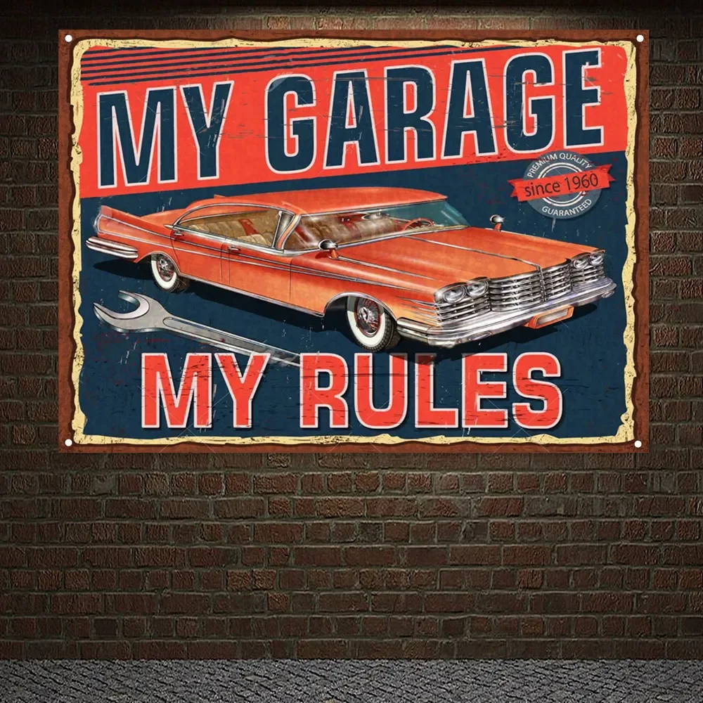 MY GARAGE MY RULES Vintage CAR - Auto Repair Shop Banners review and price