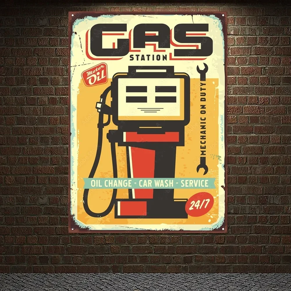 GAS STATION Vintage CAR WASH - - Auto Repair Shop Banners review and price