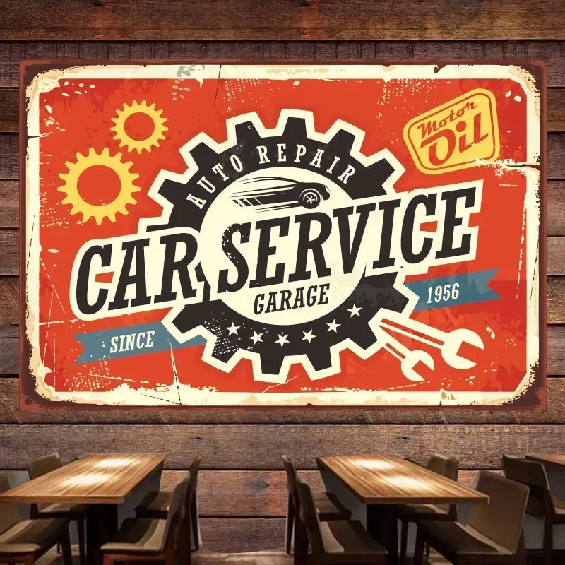 CAR SERVICE Vintage Poster Wal - Auto Repair Shop Banners review and price